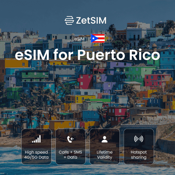 eSIM for Puerto Rico displayed on a smartphone, highlighting fast digital SIM activation, simple setup, and reliable mobile data coverage for travelers exploring cities and regions across Puerto Rico.