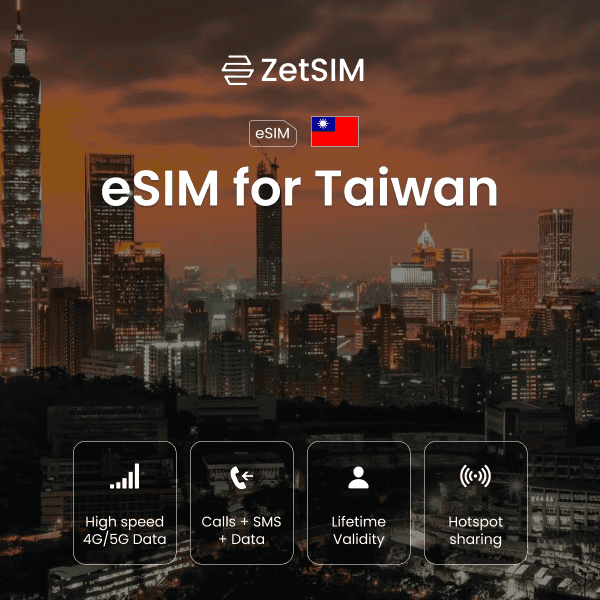 eSIM for Taiwan displayed on a smartphone, showing fast digital SIM activation, easy setup, and reliable nationwide mobile data coverage for travelers visiting major cities across Taiwan.
