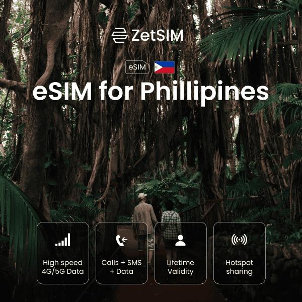 eSIM for the Philippines shown on a smartphone, highlighting fast digital SIM activation, easy setup, and reliable nationwide mobile data coverage for travelers exploring islands, cities, and regions across the Philippines.