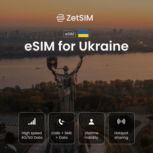eSIM for Ukraine shown on a smartphone, highlighting easy digital SIM activation, fast setup, and reliable nationwide mobile data coverage for travelers visiting major cities across Ukraine.